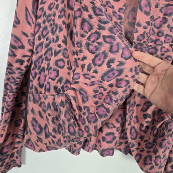 Boston Proper cheetah print open cardigan pink pleated - Picture 3 of 6